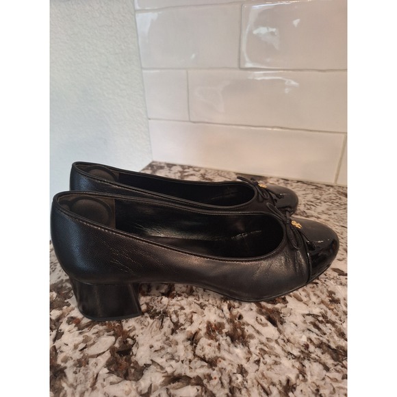Tory Burch Black leather Ballet Flat Size 7.5 M Career Classic shoes - Picture 3 of 13